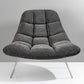 40" Gray And Silver Linen Tufted Butterfly Chair By Homeroots | Armchairs | Modishstore - 4