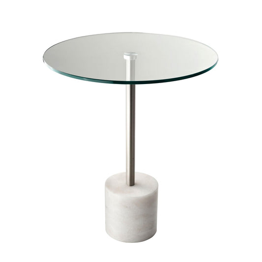 Steel White Marble and Glass End or Side Table By Homeroots | Side Tables | Modishstore