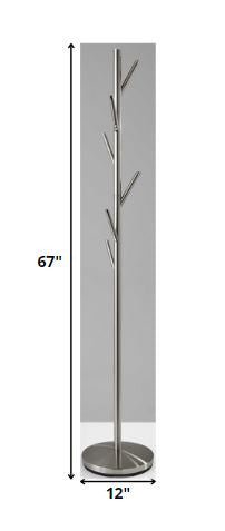 Brushed Steel Brushed Steel Coat Rack By Homeroots - 372943 | Coat Racks | Modishstore - 2