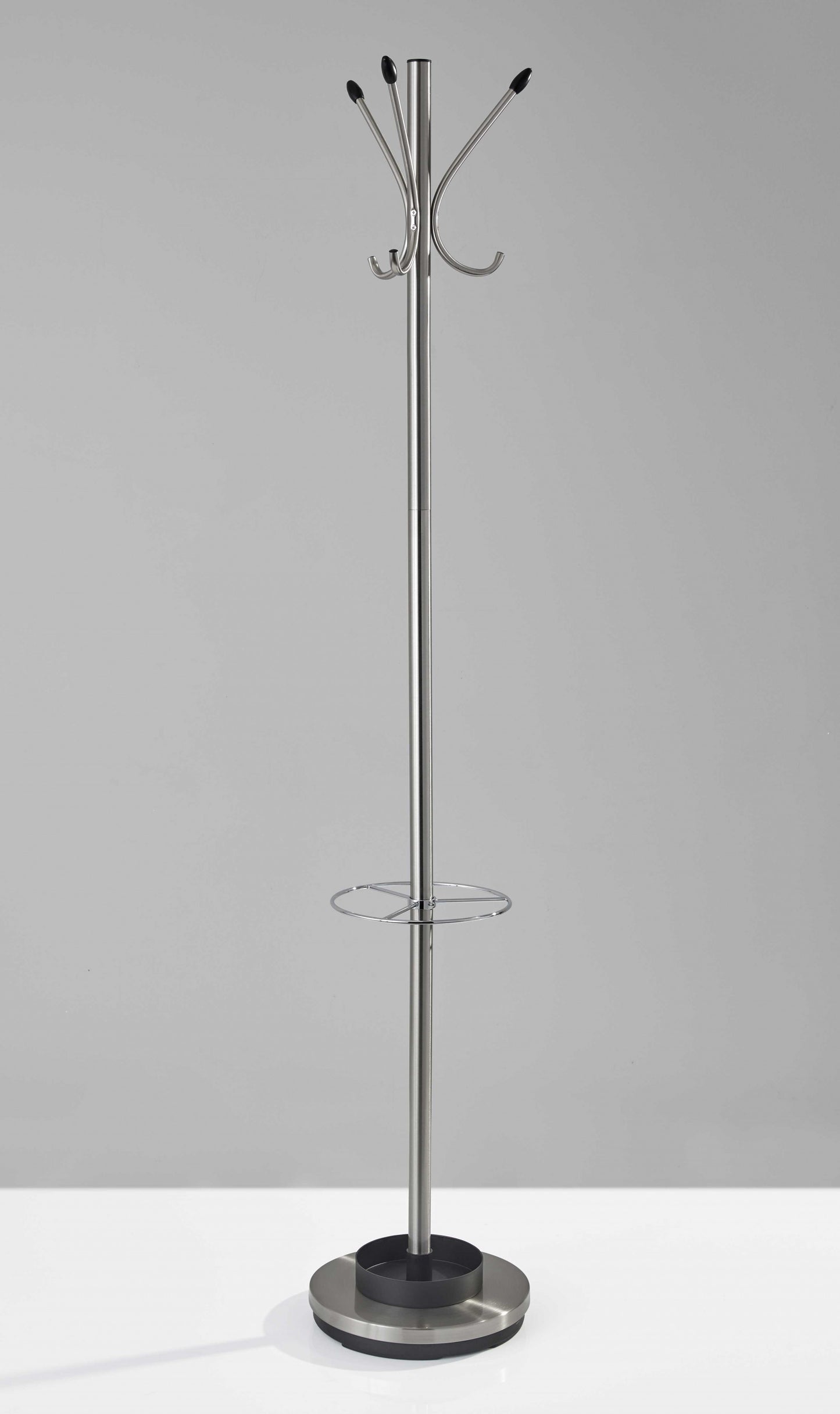 Brushed Steel Brushed Steel Stand Coat Rack By Homeroots | Coat Racks | Modishstore