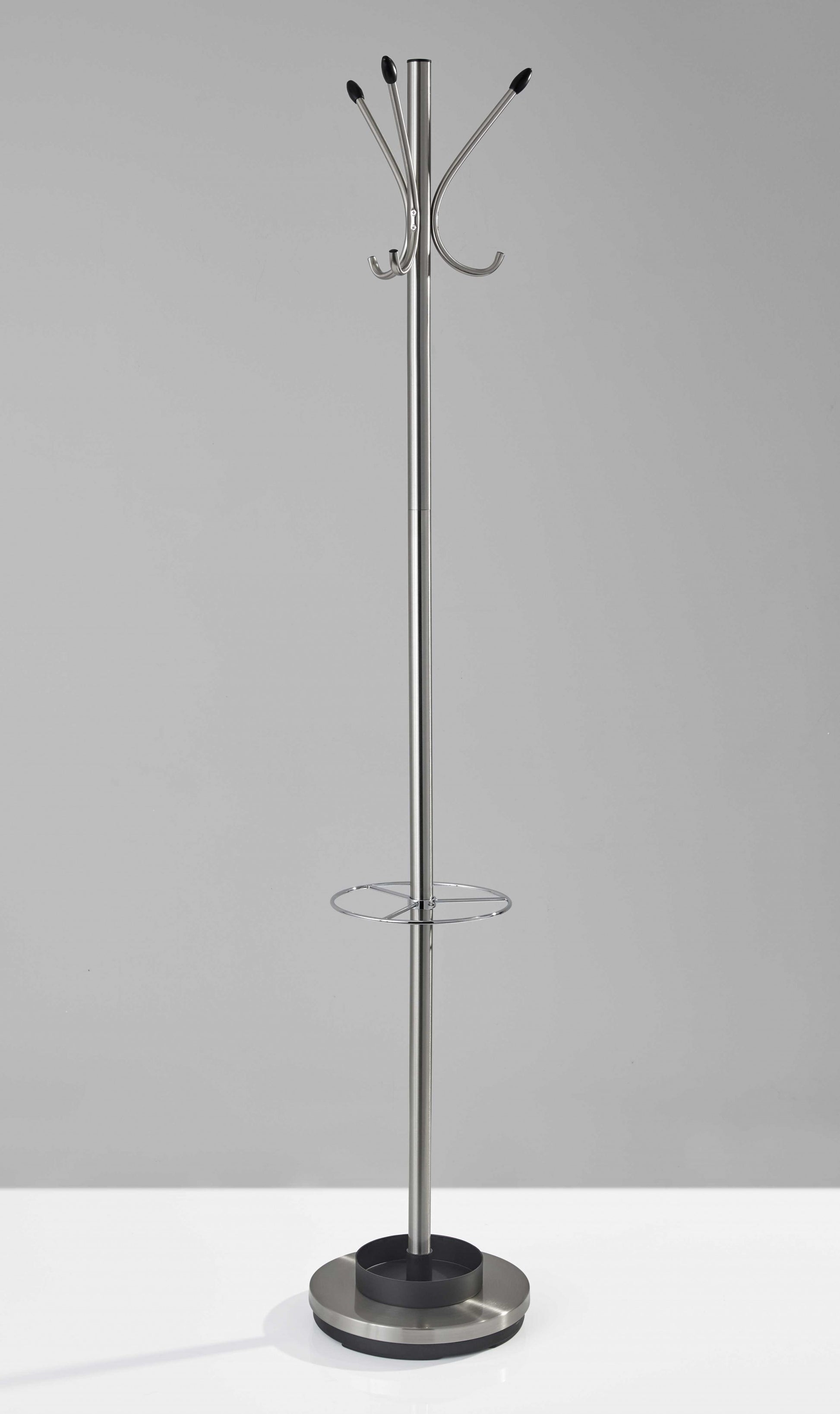 Brushed Steel Brushed Steel Stand Coat Rack By Homeroots | Coat Racks | Modishstore