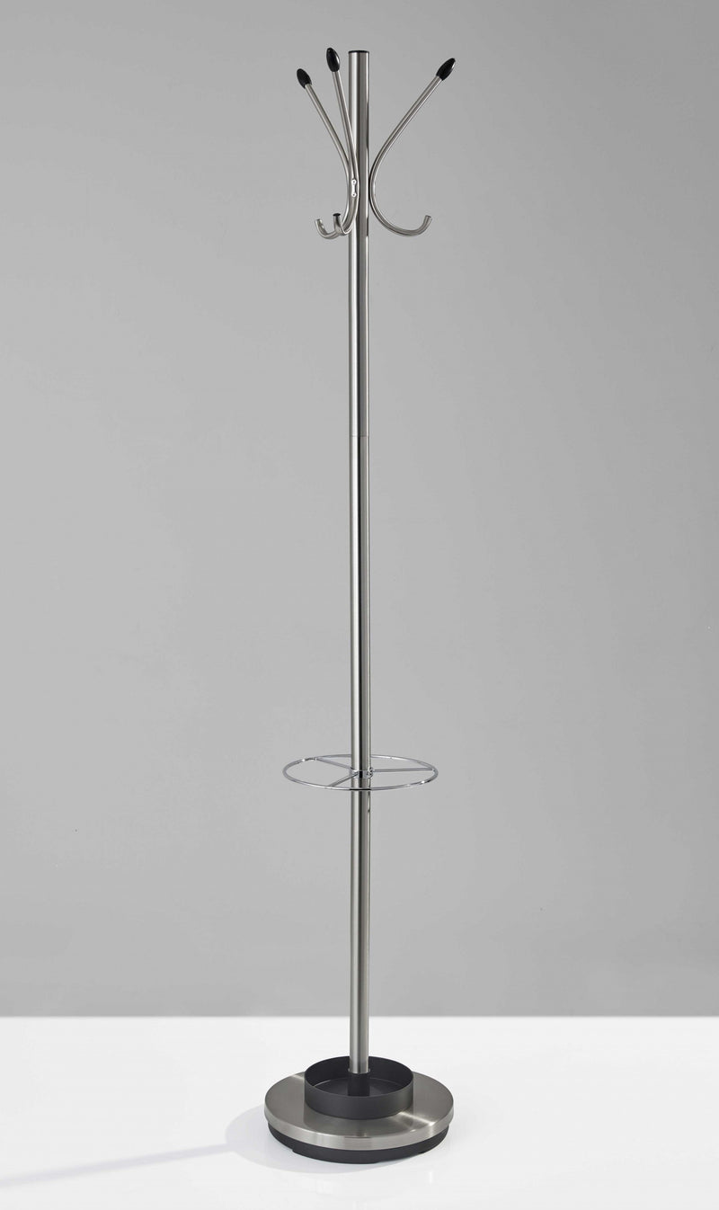 Brushed Steel Brushed Steel Stand Coat Rack By Homeroots | Coat Racks | Modishstore
