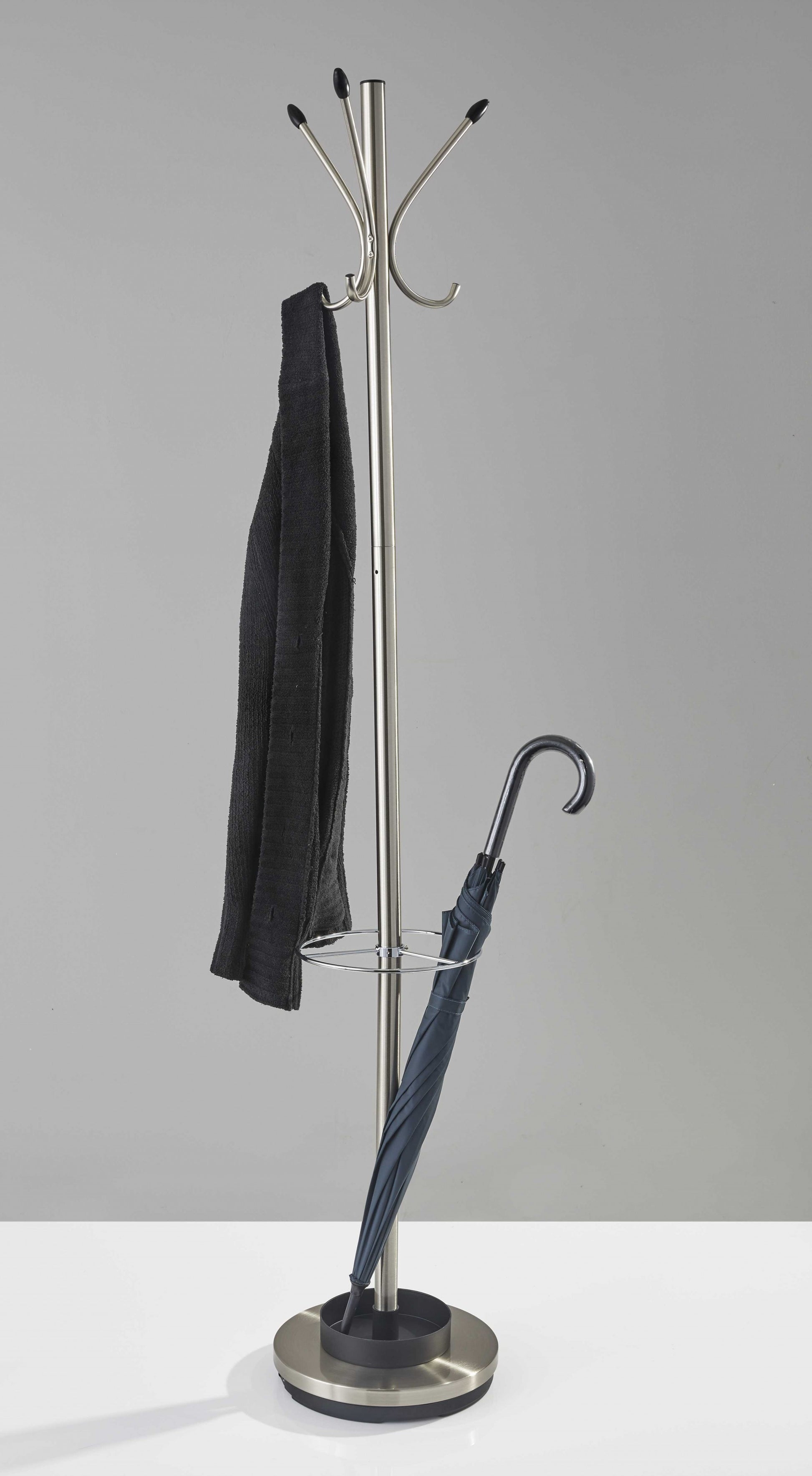 Brushed Steel Brushed Steel Stand Coat Rack By Homeroots | Coat Racks | Modishstore - 3