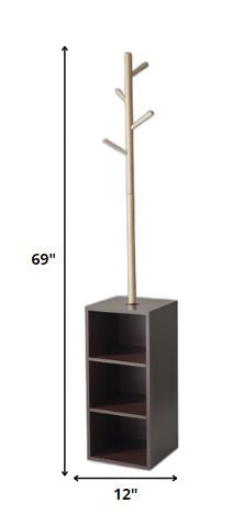 Walnut Walnut Storage Coat Rack By Homeroots | Coat Racks | Modishstore - 6