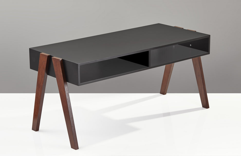 Modern Retro Black and Walnut Finish Coffee Table By Homeroots | Coffee Tables | Modishstore - 2