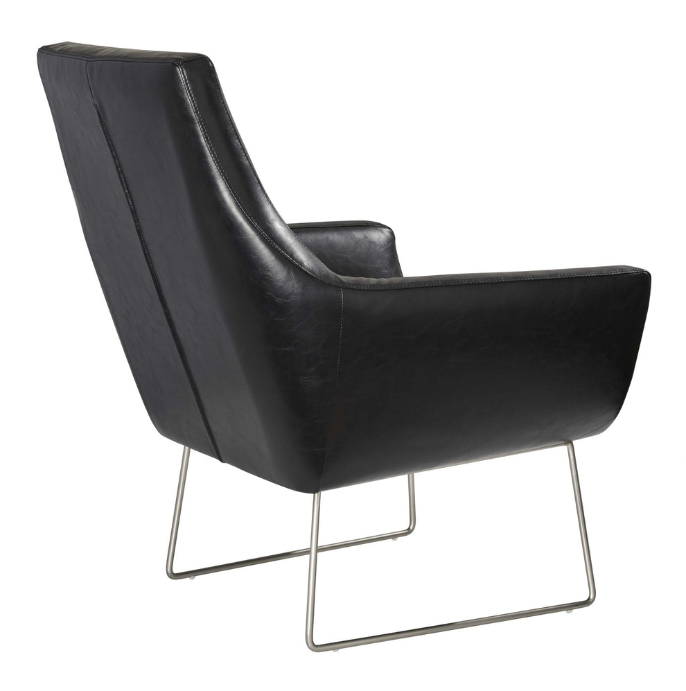 Distressed Black Faux Leather Armchair By Homeroots | Accent Chairs | Modishstore - 2