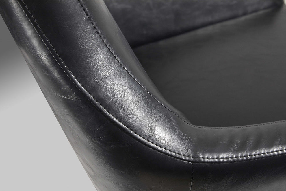 Distressed Black Faux Leather Armchair By Homeroots | Accent Chairs | Modishstore - 5