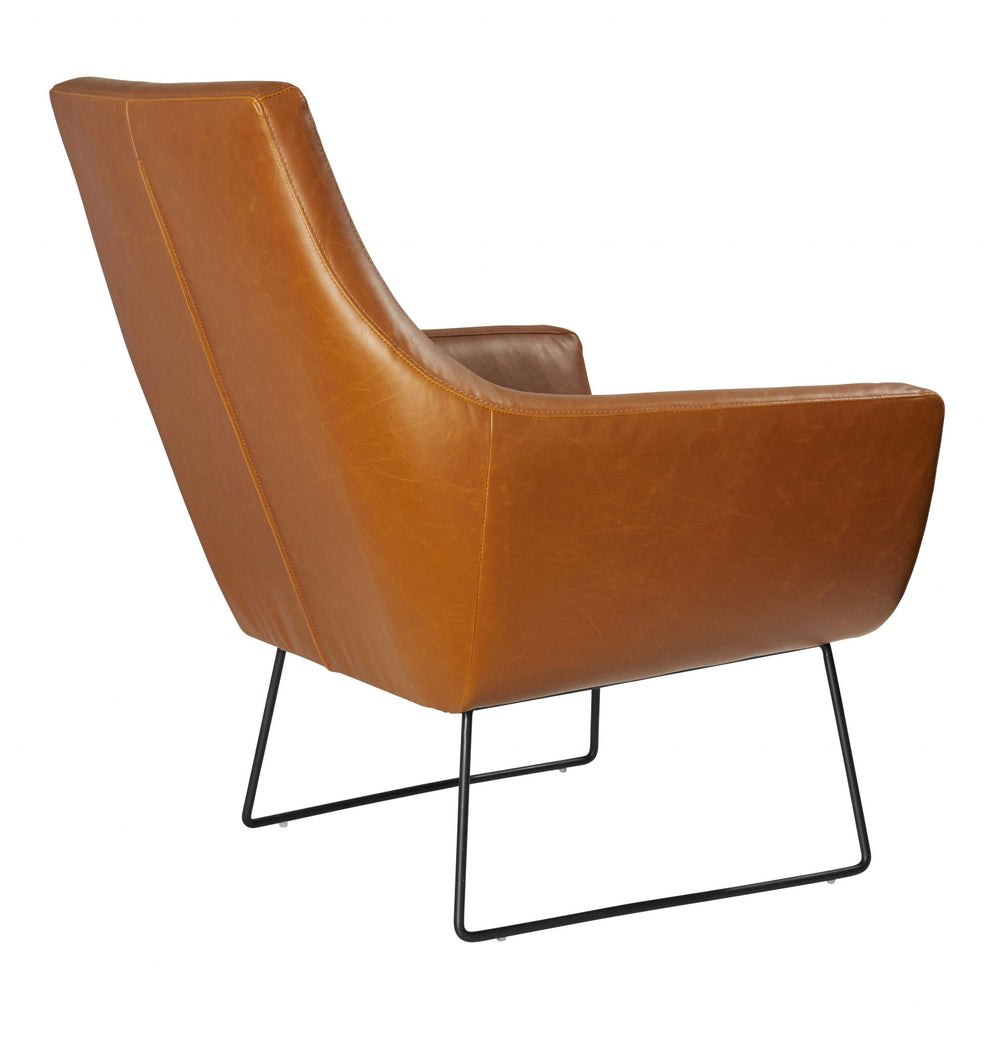 Retro Mod Distressed Camel Faux Leather Arm Chair By Homeroots | Accent Chairs | Modishstore - 2