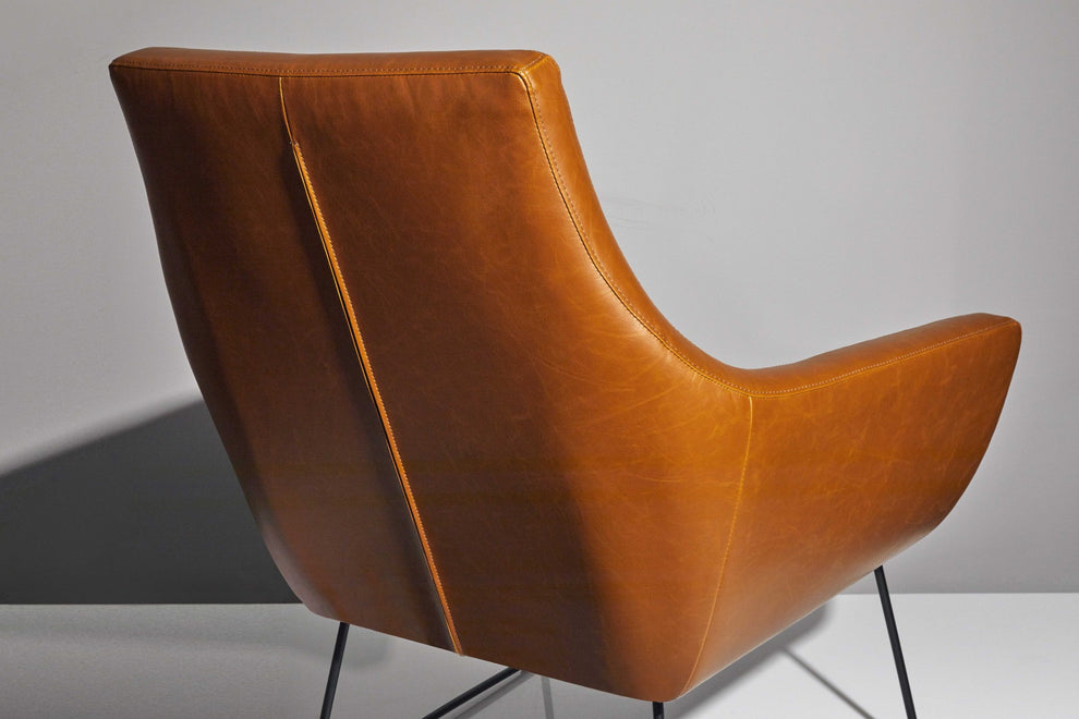 Retro Mod Distressed Camel Faux Leather Arm Chair By Homeroots | Accent Chairs | Modishstore - 4