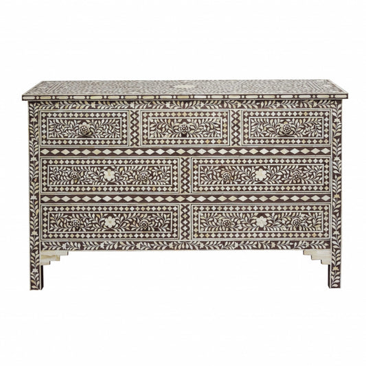 Moroccan Brown And White Bone Buffet Or Dresser By Homeroots | Dressers | Modishstore