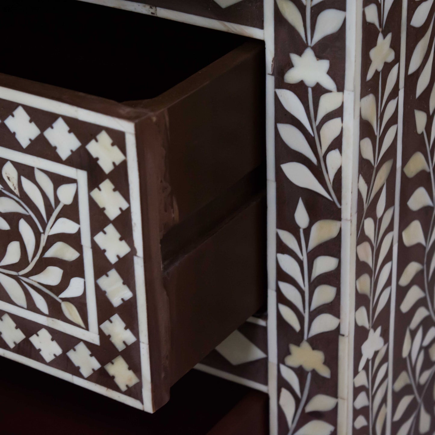 Moroccan Brown And White Bone Buffet Or Dresser By Homeroots | Dressers | Modishstore - 4