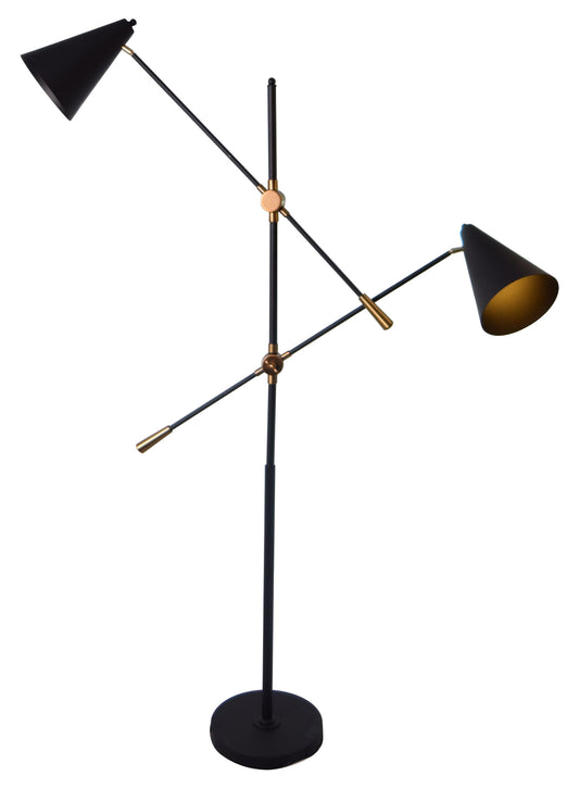 Conical Black and Copper Metal Floor Lamp By Homeroots | Floor Lamps | Modishstore