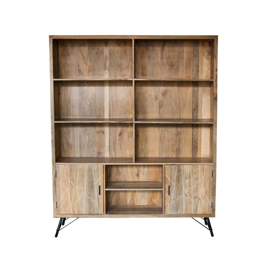 Natural Tones Iron Wood Large Bookshelf By Homeroots | Shelves & Shelving Units | Modishstore