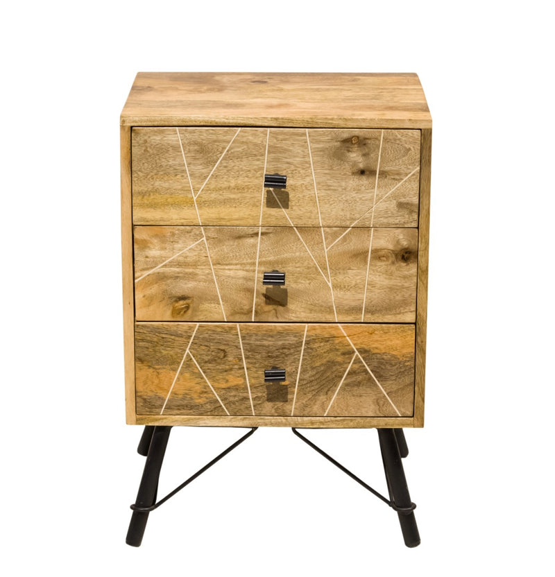 Natural Tones Mango Wood 3 Drawer Nightstand By Homeroots | Nightstands | Modishstore