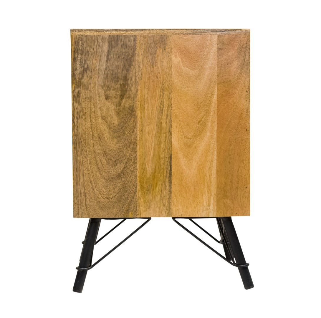Natural Tones Mango Wood 3 Drawer Nightstand By Homeroots | Nightstands | Modishstore - 3