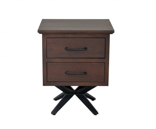 Contemporary Dark Acacia Black Inverted Frame Nightstand By Homeroots | Nightstands | Modishstore