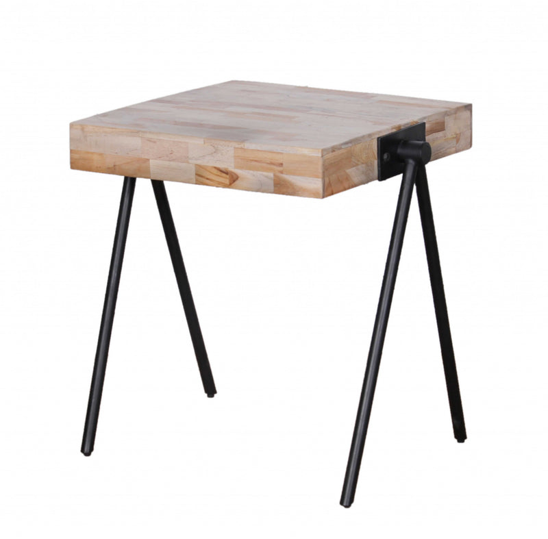 20" Modern Industrial Multi Grain Wood Side End Table By Homeroots | End Tables | Modishstore