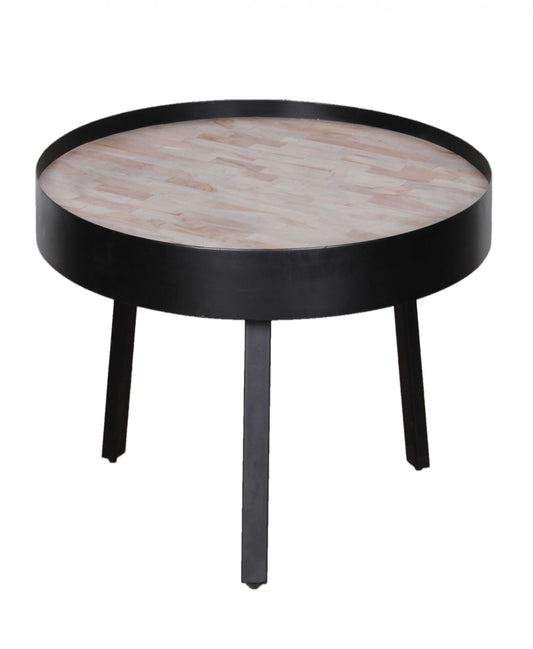 21" Round Modern Industrial Multi Grain Coffee Table By Homeroots | Coffee Tables | Modishstore