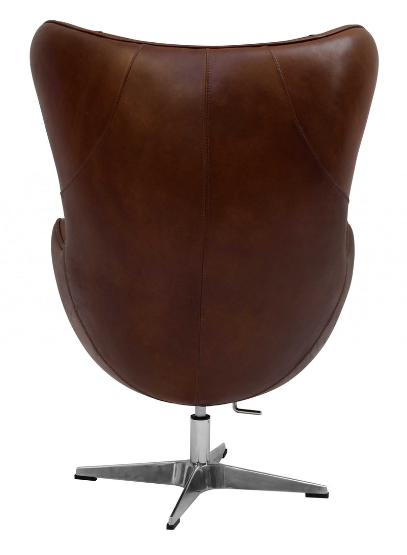 Brown Full Leather Fireproof Foam Chair By Homeroots | Accent Chairs | Modishstore