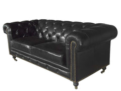 Black Leather Classic Sofa 2 Places By Homeroots