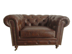 Brown Leather Classic Sofa 1 Places By Homeroots