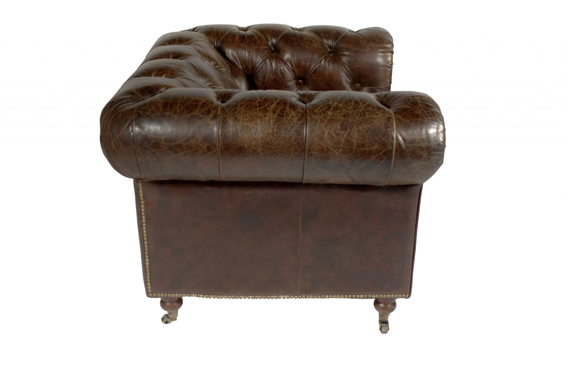 Brown Leather Classic Sofa 1 Places By Homeroots | Sofas | Modishstore - 6