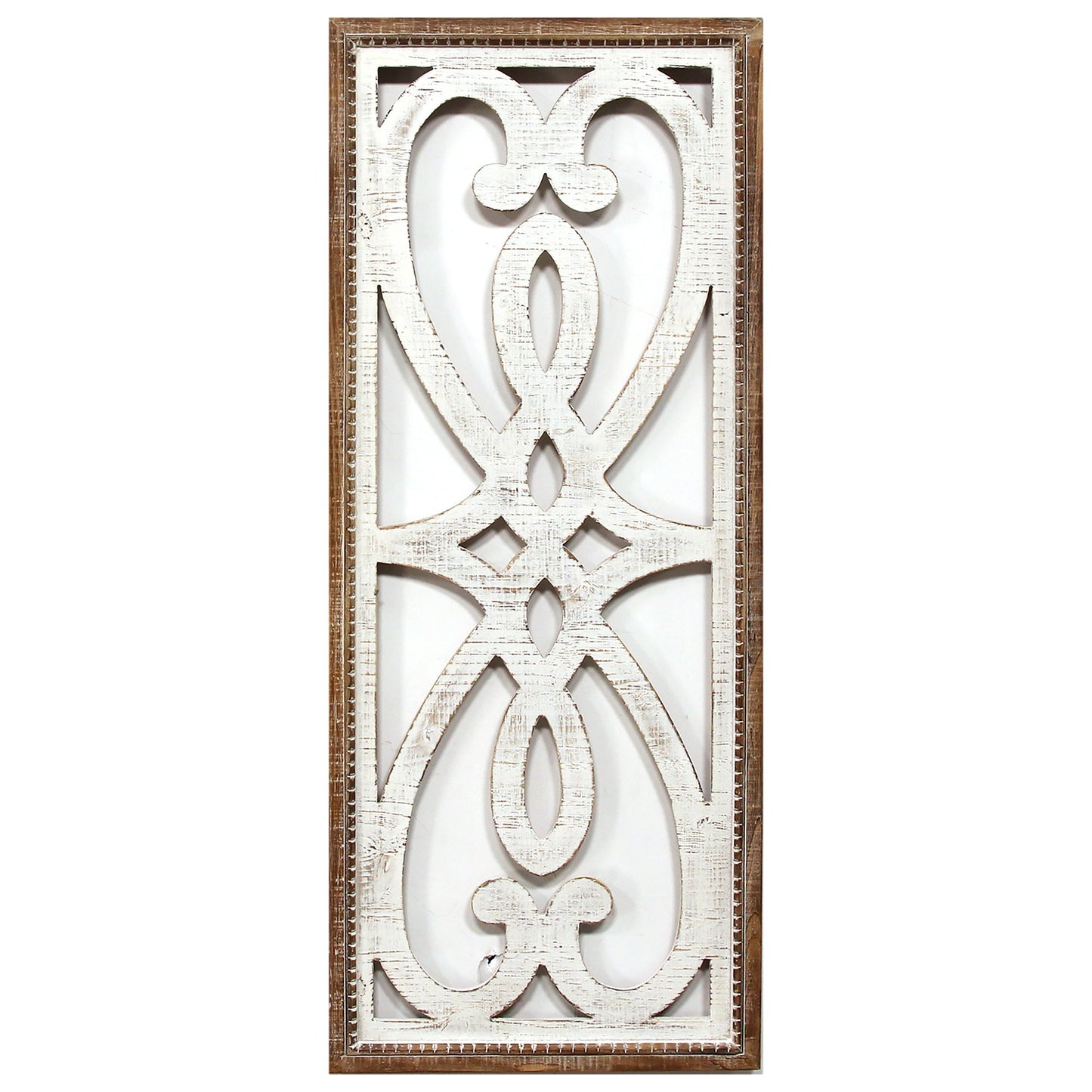 Distressed Heart and Fleur de Lis Wood Panel Wall Decor By Homeroots | Wall Decor | Modishstore