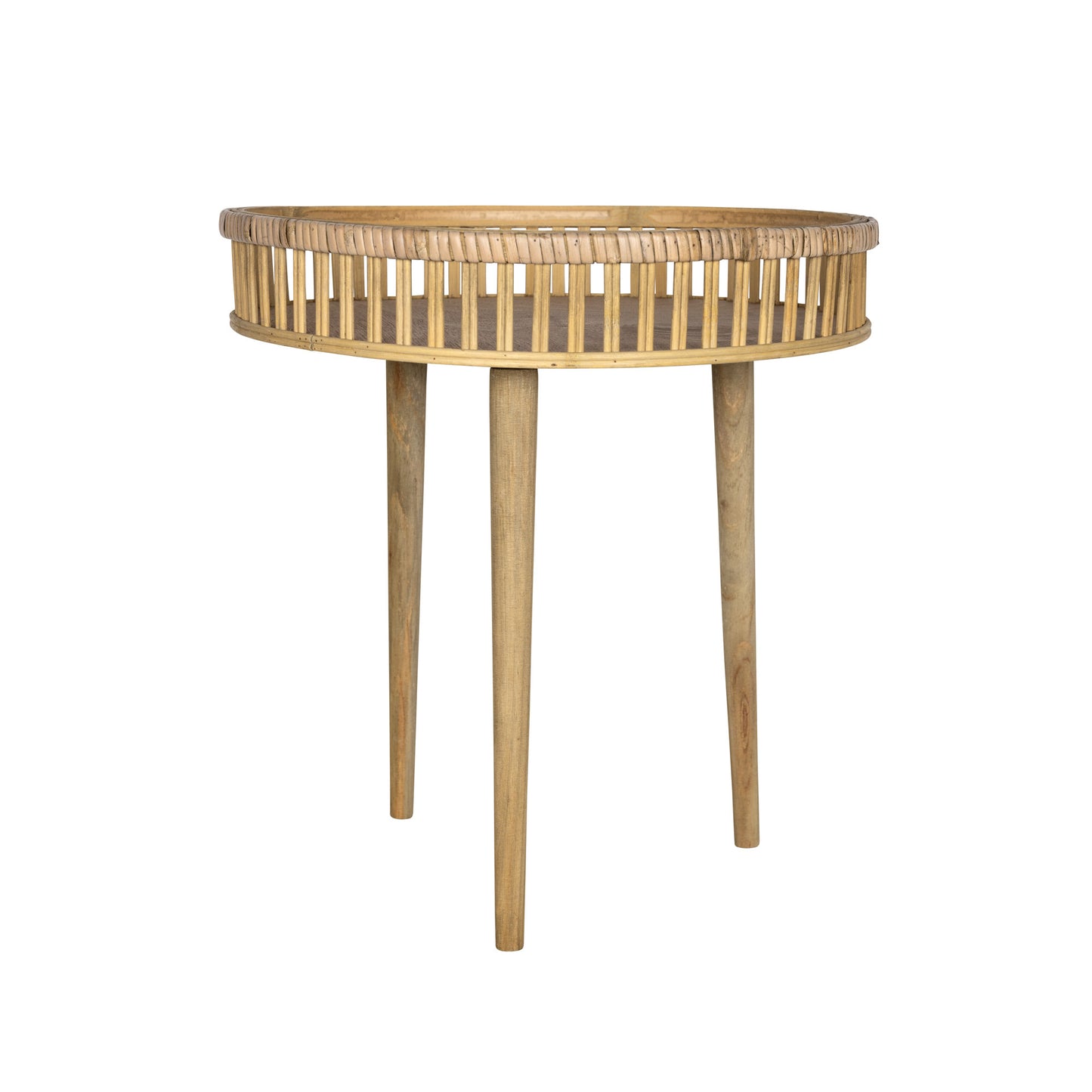 Round Bamboo Rattan Finish End Or Side Table By Homeroots