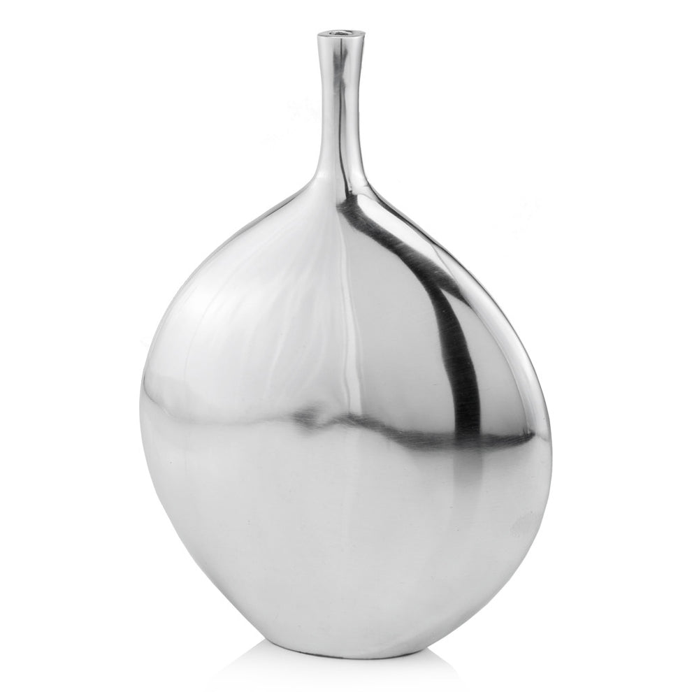 Mod Buffed Silver Long Neck Disc Vase By Homeroots | Vases | Modishstore - 3