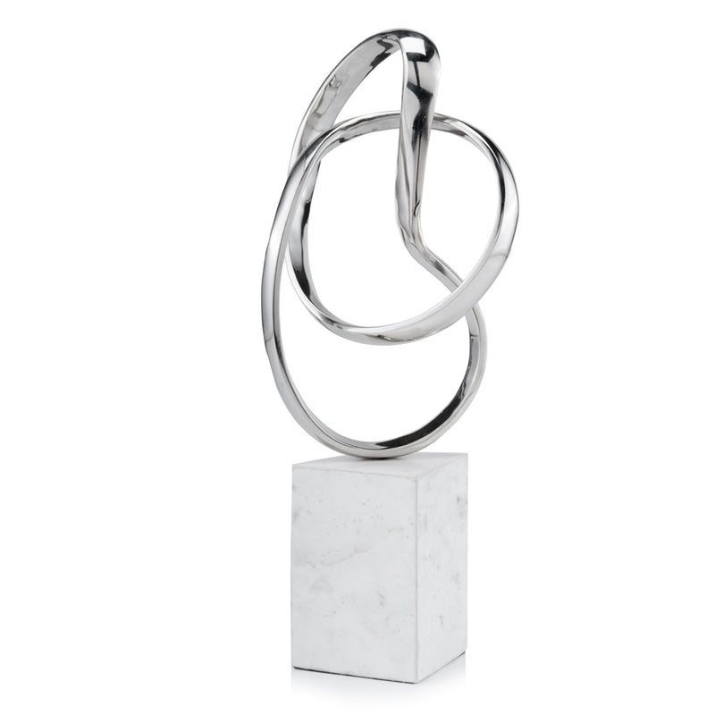 Silver and White Aluminum and Marble Abstract Sculpture By Homeroots | Sculptures | Modishstore