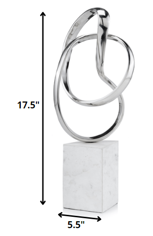 Silver and White Aluminum and Marble Abstract Sculpture By Homeroots | Sculptures | Modishstore - 2