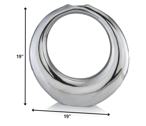 Silver Aluminum Ring Large Hoop Vase By Homeroots | Vases | Modishstore - 2