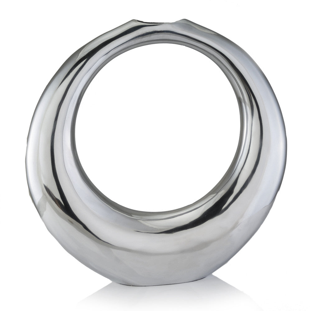 Silver Aluminum Ring Large Hoop Vase By Homeroots | Vases | Modishstore - 3