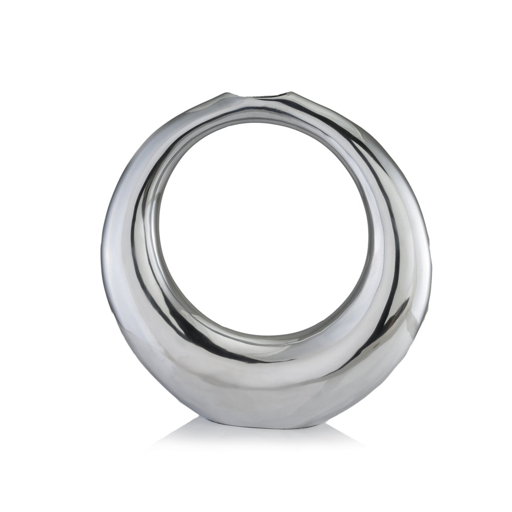Silver Aluminum Ring Small Hoop Vase By Homeroots | Vases | Modishstore