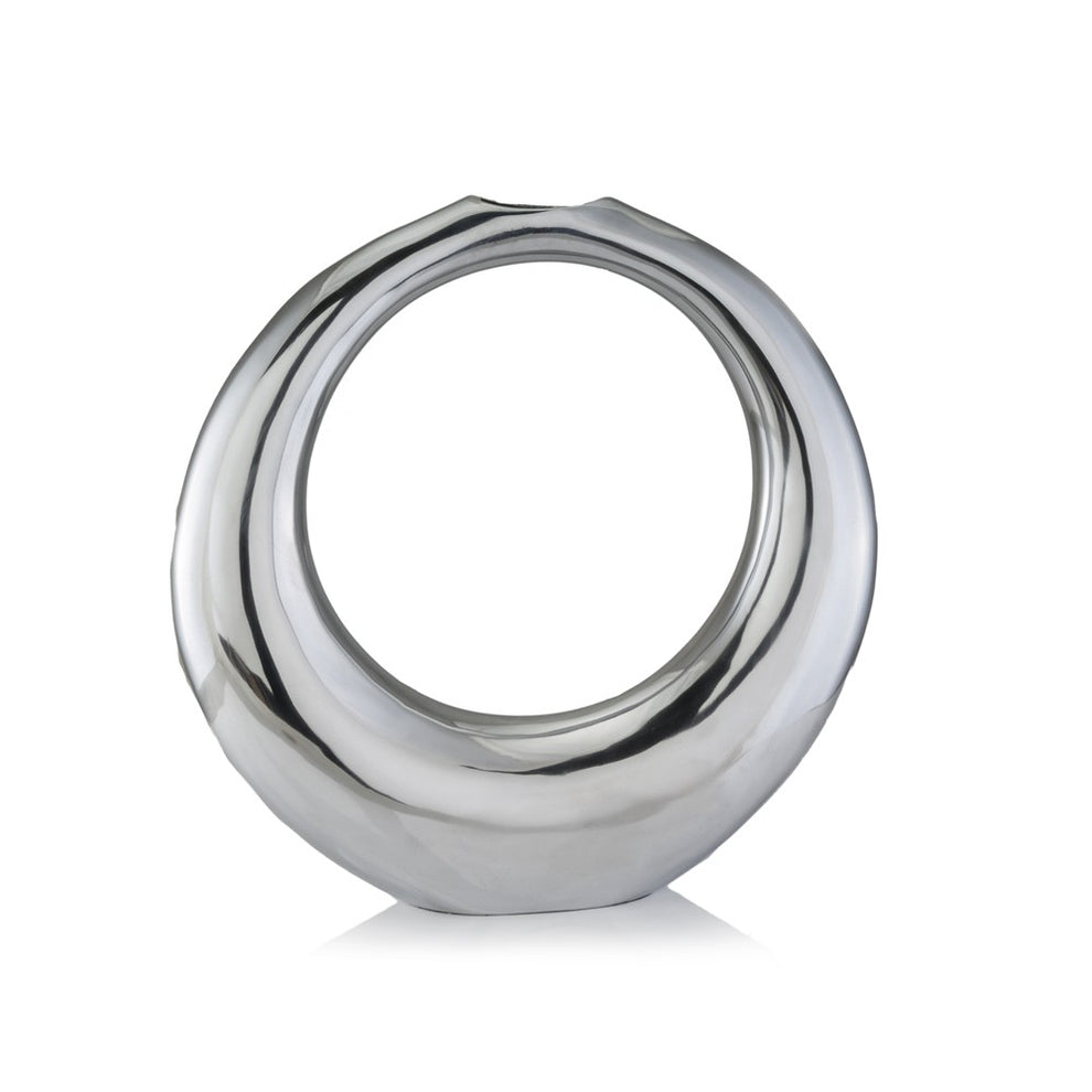Silver Aluminum Ring Small Hoop Vase By Homeroots | Vases | Modishstore - 2