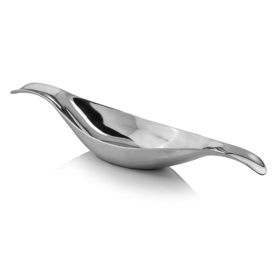 Silver Aluminum Long Wavy Bowl By Homeroots | Decorative Bowls | Modishstore