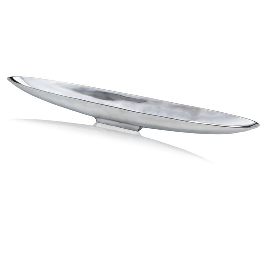 47' Contempo Shiny Silver Extra Large Long Boat Tray By Homeroots | Decorative Trays & Dishes | Modishstore