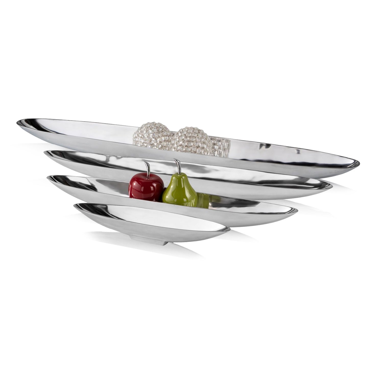47' Contempo Shiny Silver Extra Large Long Boat Tray By Homeroots | Decorative Trays & Dishes | Modishstore - 4