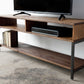 Warm Dark Finish Maple And Steel TV Stand and Media Center By Homeroots | TV Stands | Modishstore - 2
