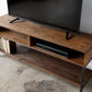 Warm Dark Finish Maple And Steel TV Stand and Media Center By Homeroots | TV Stands | Modishstore - 4