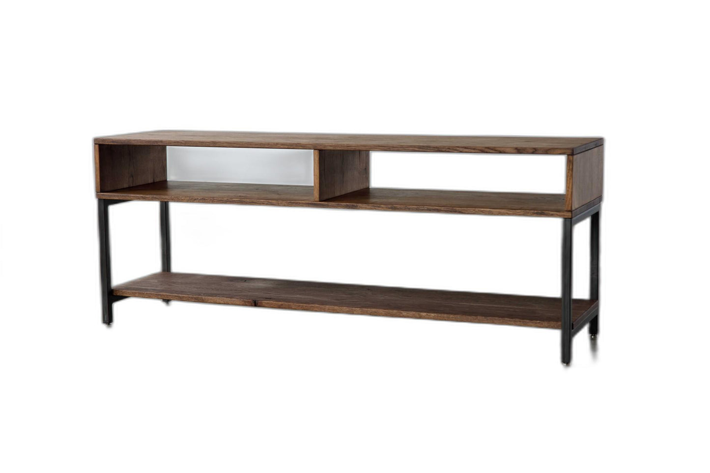 Warm Dark Finish Maple And Steel TV Stand and Media Center By Homeroots | TV Stands | Modishstore - 6