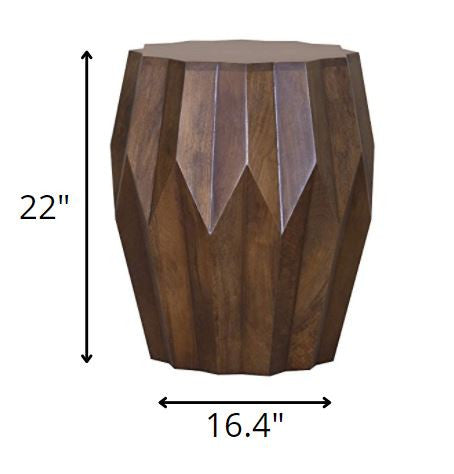 Boho Geo Brown Solid Wood End or Side Table By Homeroots | Side Tables | Modishstore - 3