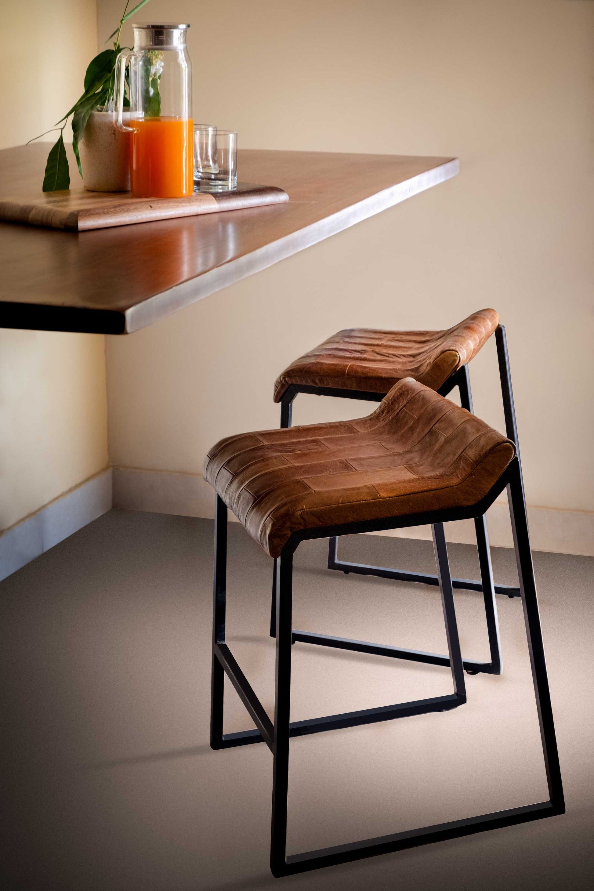 Modern Swatches Brown Leather Counter Stool By Homeroots | Counter Stools | Modishstore