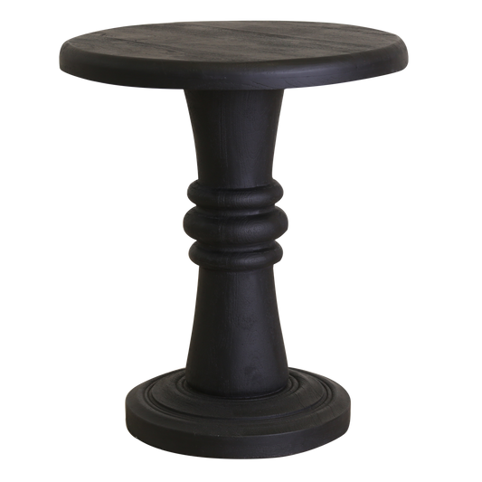 Rustic Black Pedestal End Table By Homeroots | End Tables | Modishstore