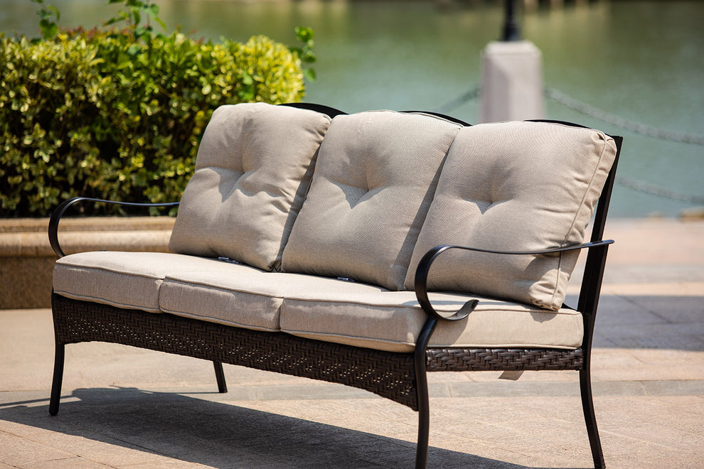 Black Steel Sofa with Beige Cushions By Homeroots - 374050 | Sofas | Modishstore - 2