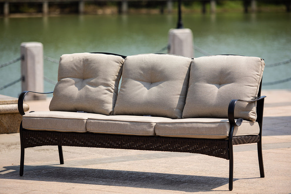 Black Steel Sofa with Beige Cushions By Homeroots - 374050 | Sofas | Modishstore - 3