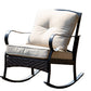 Black Steel Patio Rocking Chair with Beige Cushions By Homeroots | Rocking Chairs | Modishstore
