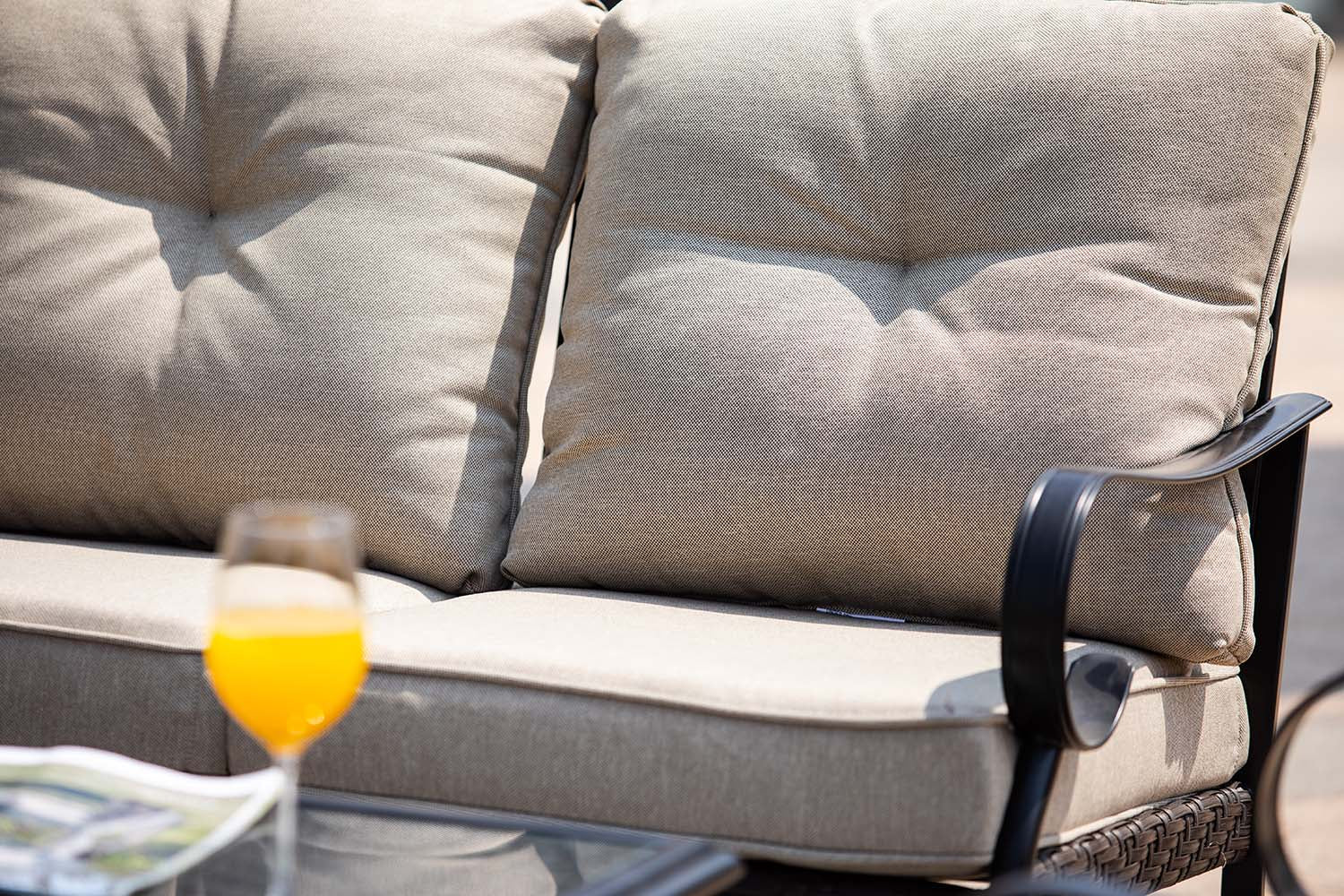 Black Steel Patio Rocking Chair with Beige Cushions By Homeroots | Rocking Chairs | Modishstore - 4