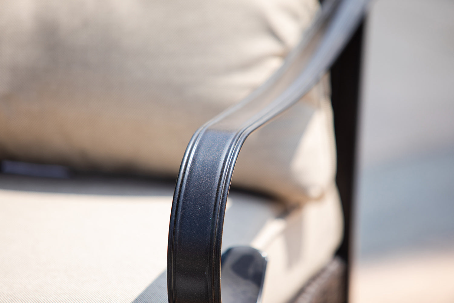 Black Steel Patio Rocking Chair with Beige Cushions By Homeroots | Rocking Chairs | Modishstore - 5