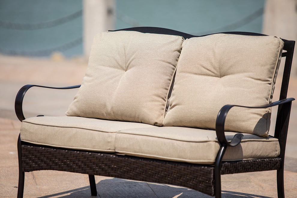 Black Steel Sofa with Beige Cushions By Homeroots - 374052 | Sofas | Modishstore - 3